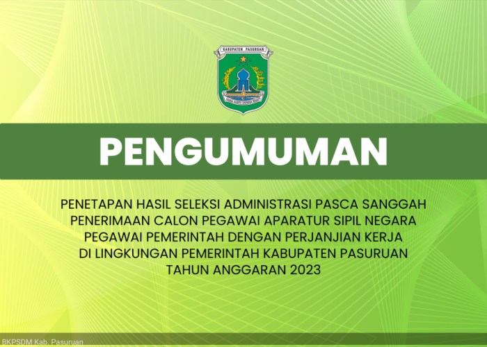 TENTANG PENETAPAN HASIL SELEKSI ADMINISTRASI